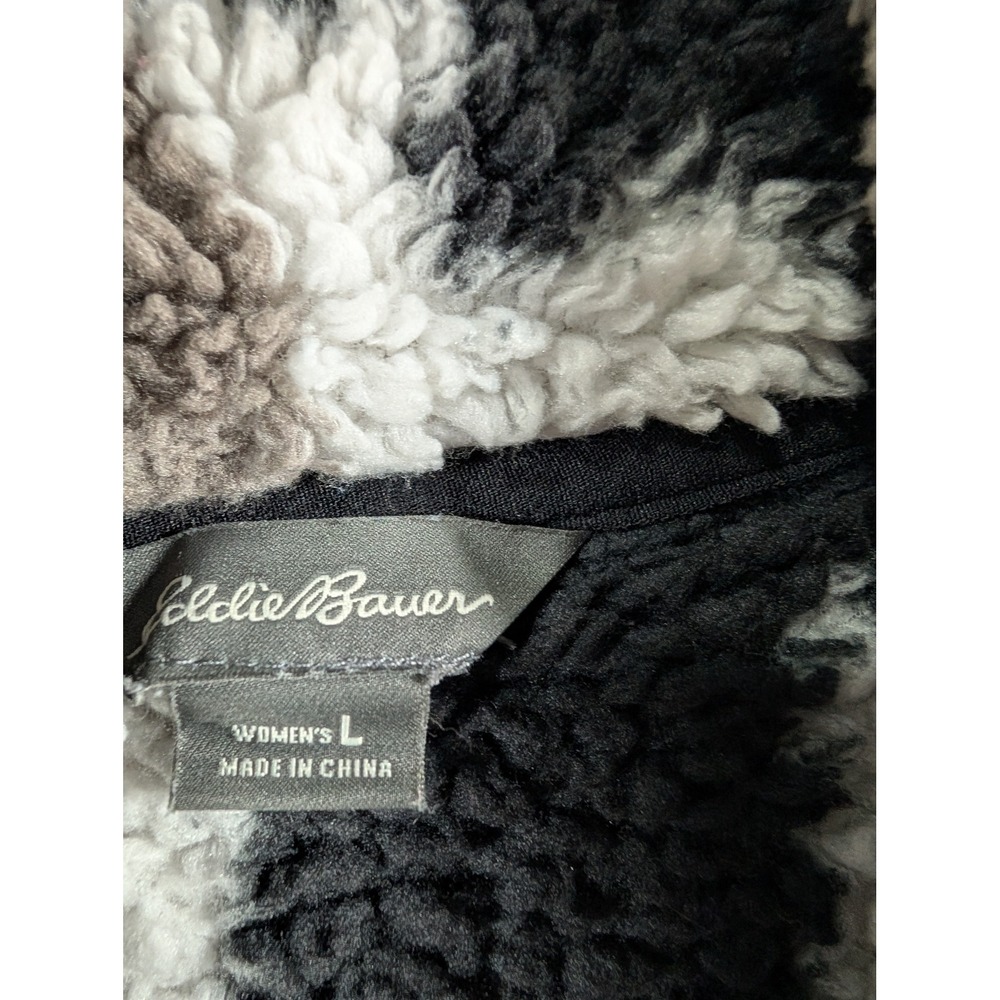 Eddie Bauer Womens L Fleece Pullover Camo Sherpa Quarter Zip Mock Neck - Picture 5 of 8